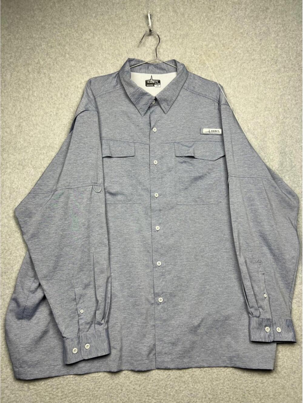 Habit Fishing Button Up Shirt Mens 2X Long Sleeve Spf 40 Solar Factor